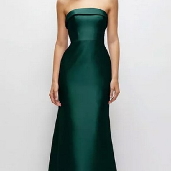 Alfred Sung Evergreen Strapless Satin Trumpet Gown D870 - Picture 1 of 6